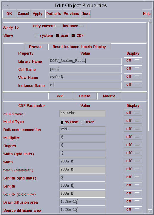 Edit Object Properties window