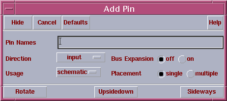 Add Pin window