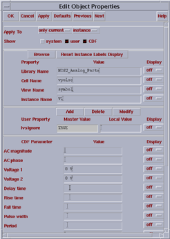 Object properties window